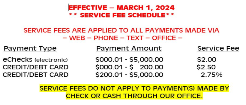 Service Fee Info